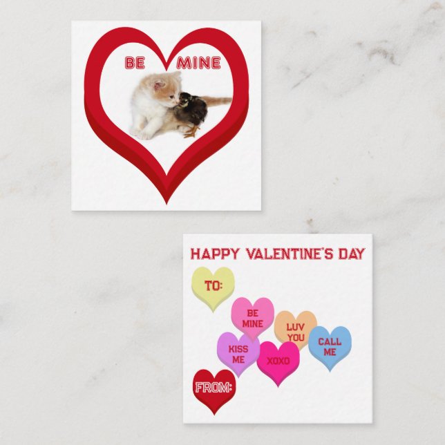 Cartão De Notas BE MINE Valentine's Critters Conversation Hearts (Frente/Verso)