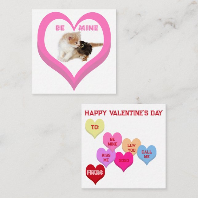 Cartão De Notas BE MINE Valentine's Critters Conversation Hearts (Frente/Verso)