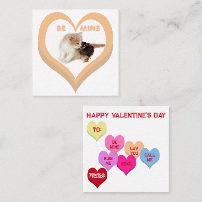 Cartão De Notas BE MINE Valentine's Critters Conversation Hearts (Frente/Verso)
