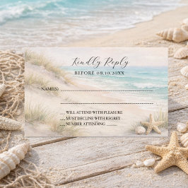 Cartão De Notas Beach coastal wedding response RSVP