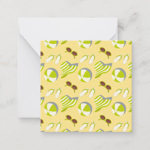 Cartão De Notas Beach vacay pattern with sunglasses and sun hat 