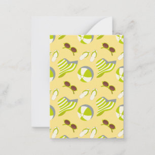 Cartão De Notas Beach vacay pattern with sunglasses and sun hat 