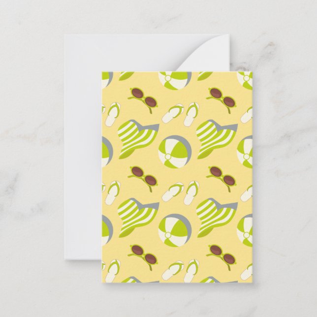 Cartão De Notas Beach vacay pattern with sunglasses and sun hat  (Frente)