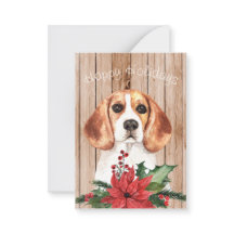 Beagle aquarela e Buquê de Natal