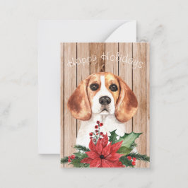 Cartão De Notas Beagle aquarela e Buquê de Natal