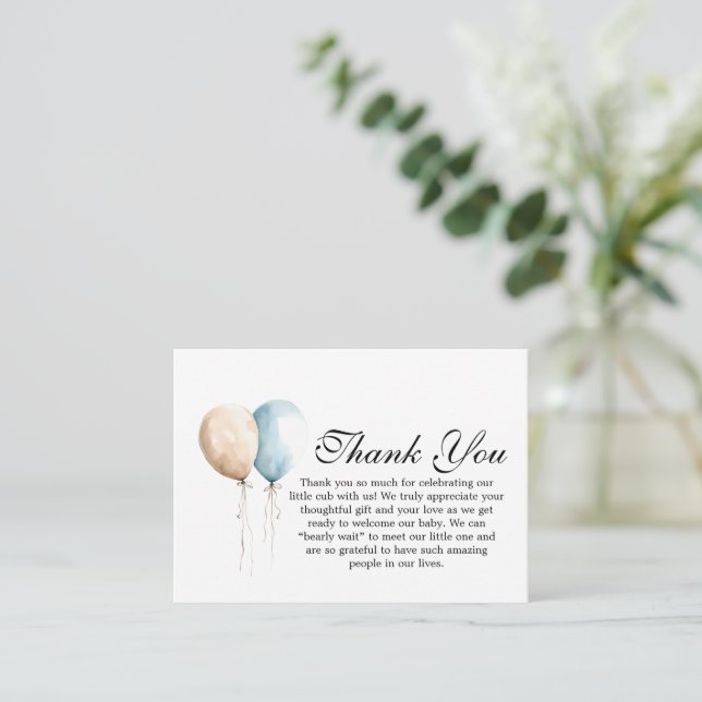 Cartão De Notas Bearly Wait Baby Shower Thank You Card (Em pé/Frente)