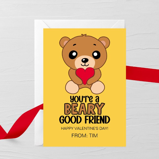 Cartão De Notas Beary Good Friend Kids Valentine Card (Criador carregado)
