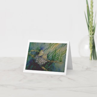 Cartão De Notas Bebê beija-flores no ninho