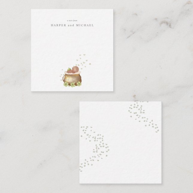 Cartão De Notas Bebê do dia de São Patrício em aquarela (Frente/Verso)