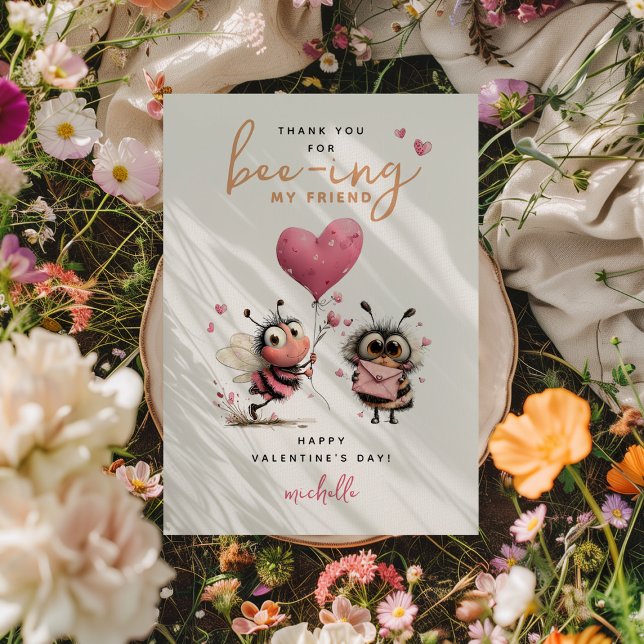 Cartão De Notas Bee Kids Classroom Valentines Day (Criador carregado)