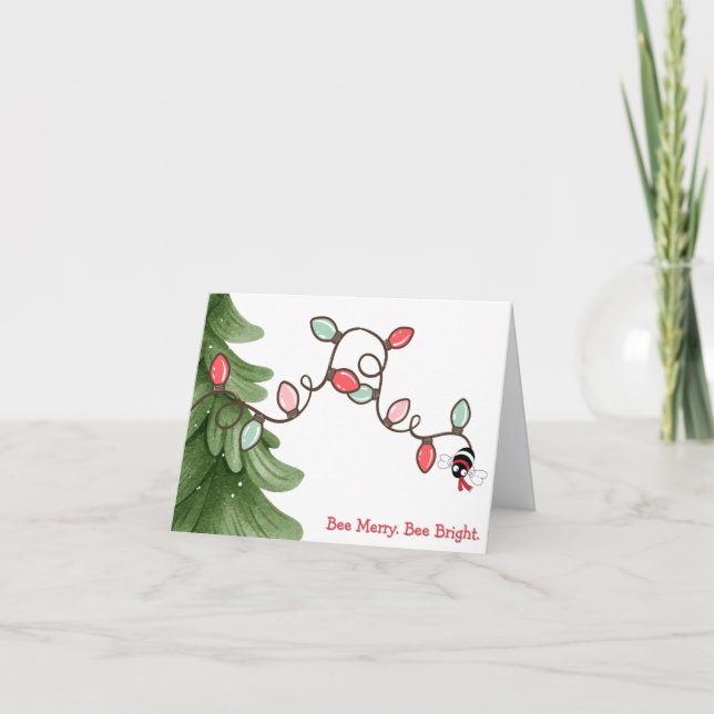 Cartão De Notas Bee Merry, Bee Bright Christmas Card (Frente)