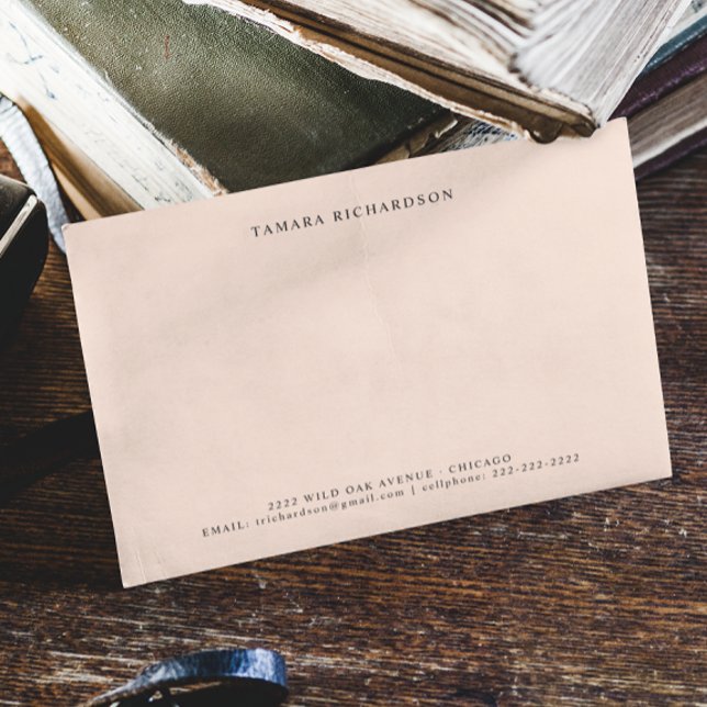 Cartão De Notas bege mínimo elegante personalizado (Criador carregado)