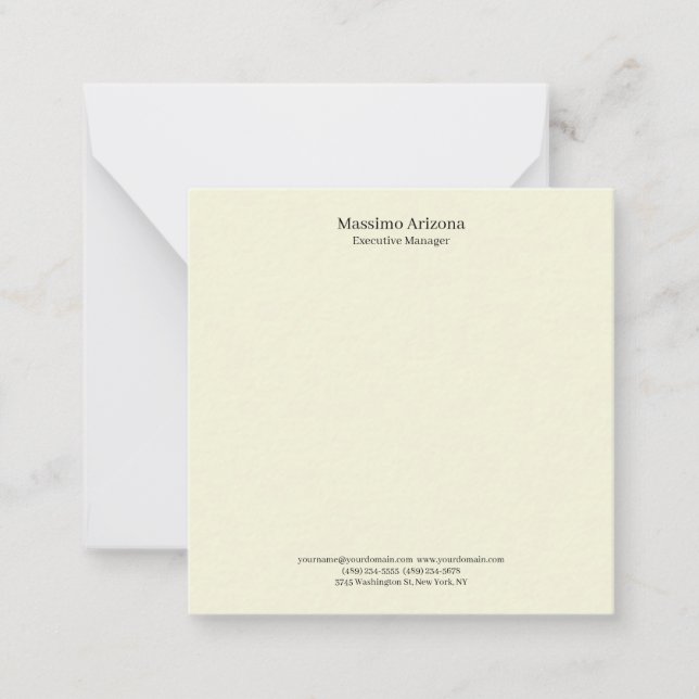 Cartão De Notas Bege Simples Plano Profissional Moderno Minimailst (Frente)
