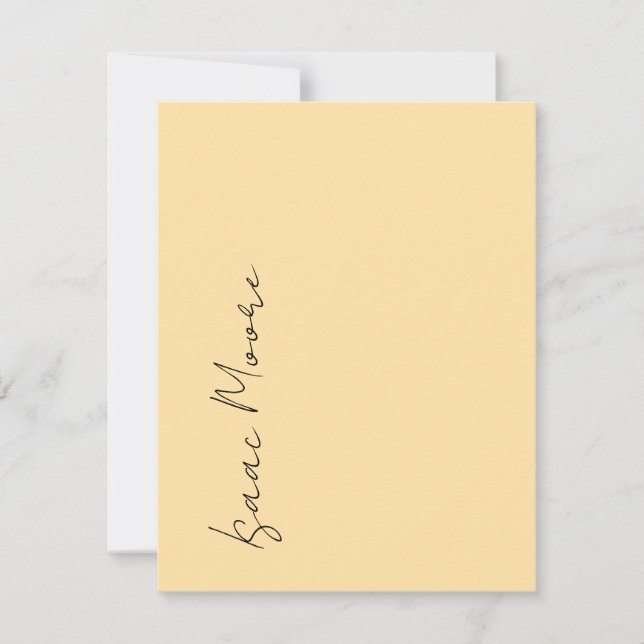 Cartão De Notas Beige Cream Plain Elegant Script Calligraphy Name (Frente)