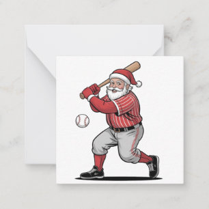 Cartão De Notas Beisebol de Natal Jogando Esporte de Papai Noel