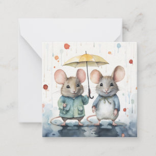 Cartão De Notas Bela placa de mouse de aquarela