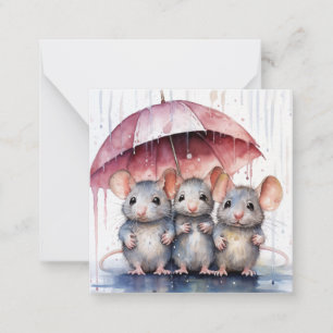 Cartão De Notas Bela placa de mouse de aquarela