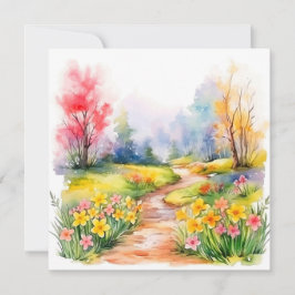 Cartão De Notas Belas Flores de Primavera em Aquarela