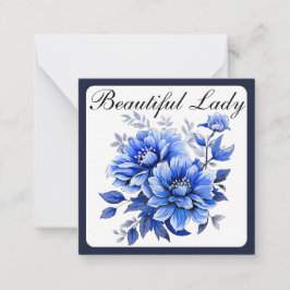 Cartão De Notas Beleza Floral Azul e Branco