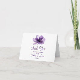 Cartão De Notas Belo Casamento De Flor Roxo Obrigado