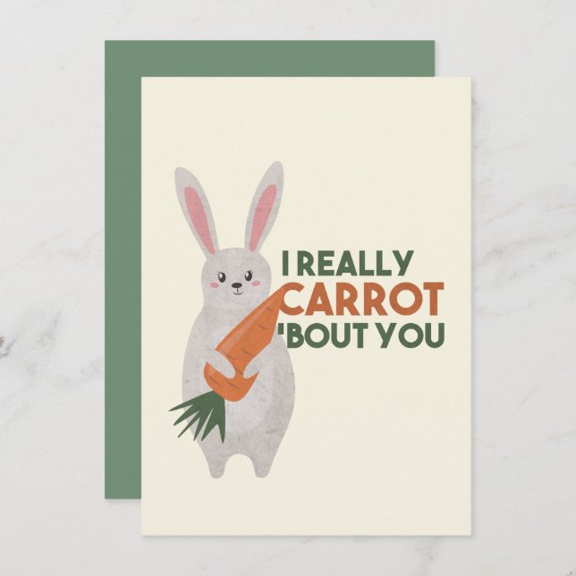 Cartão De Notas Belo Coelho Carrot Pun - Eu Realmente Carrot Sobre (Frente/Verso)