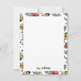 Cartão De Notas Belo Nome Floral Azul Coral Amarelo Em Script