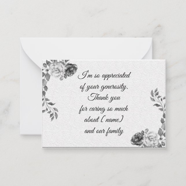 Cartão De Notas Belo Quadro De Rosa Após O Funeral, Obrigado Cartõ (Frente)