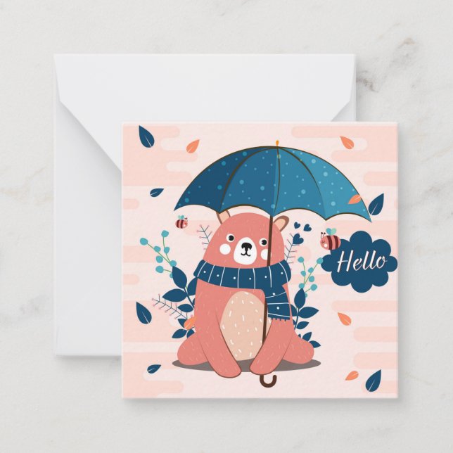 Cartão De Notas Belo Urso do Dia Chuvoso (Frente)