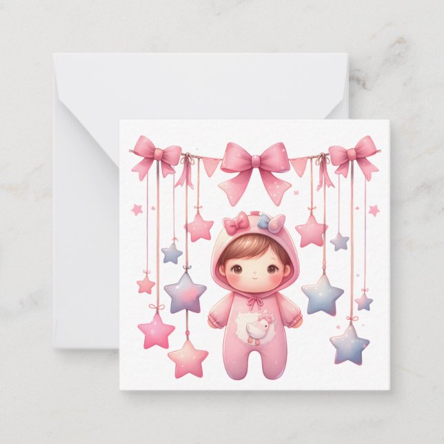 Cartão De Notas Bem-vindo ao New Baby Girl Card (Frente)