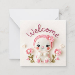 Cartão De Notas Bem-vindo ao New Baby Girl Card