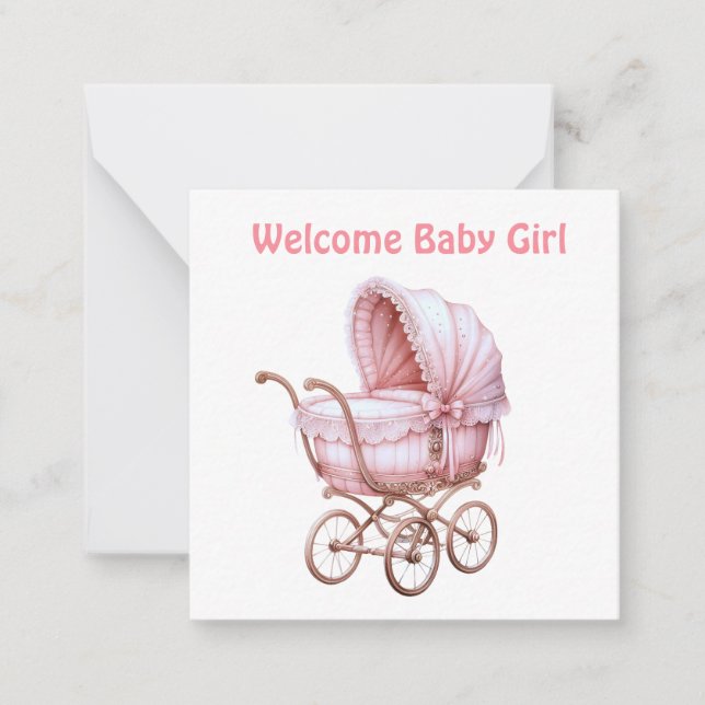 Cartão De Notas Bem-vindo ao New Baby Girl Card (Frente)