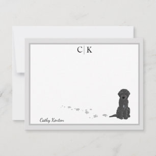Cartão De Notas Bene o Monograma da Cinza de Cachorro Labradoodle