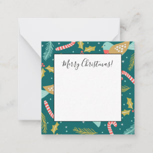 Cartão De Notas Bengalas de Açúcar Azevinho Ramo de Pinheiro Pássa