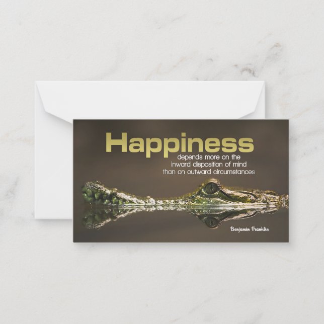 Cartão De Notas Benjamin Franklin Inspirational Citação "Felicidad (Frente)