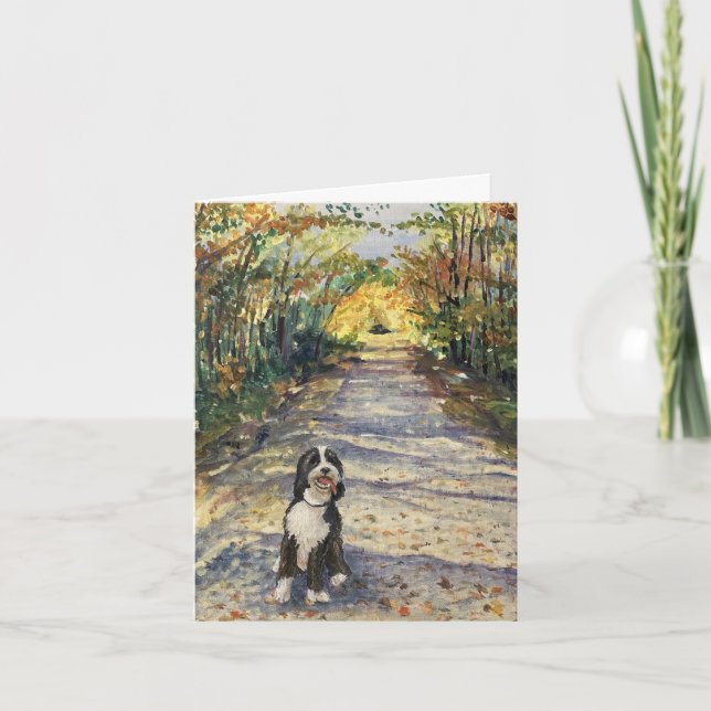 Cartão De Notas Bernedoodle Pintado à Mão na Canvas (Frente)