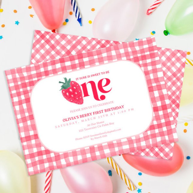 Cartão De Notas Berry First Birthday Invation - Palha de Aquarela (Criador carregado)