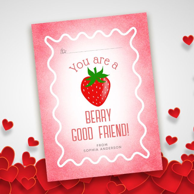 Cartão De Notas Berry Good Amigo Strawberry Classroom Namorados (Criador carregado)