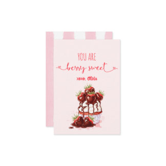 Cartão De Notas Berry Sweet Stripes Cupcake Whimsy Valentines Day