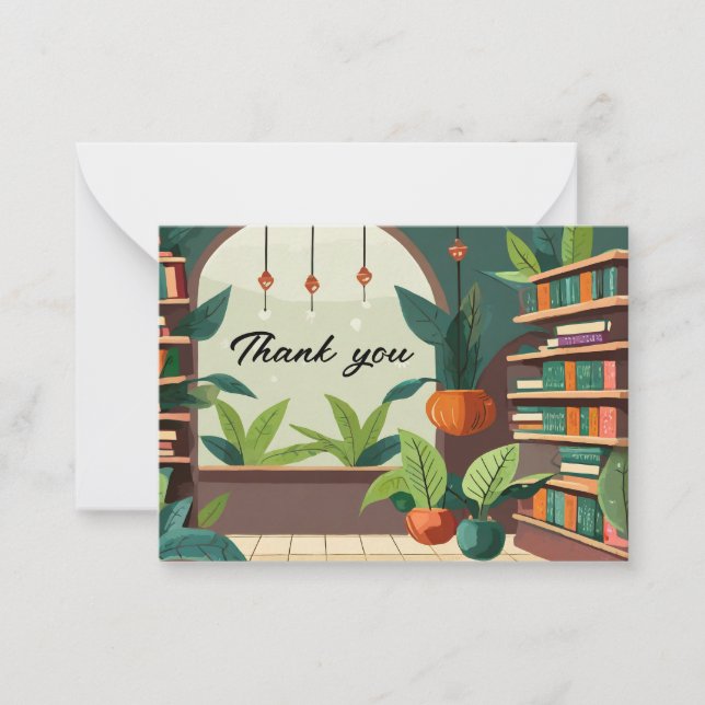 Cartão De Notas Biblioteca do Planador Castanho e Folhas Verdes (Frente)