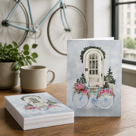 Cartão De Notas Bicicleta antiga com flores