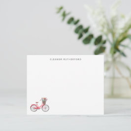 Cartão De Notas Bicicleta Simples com Flores de Ciclista Personali