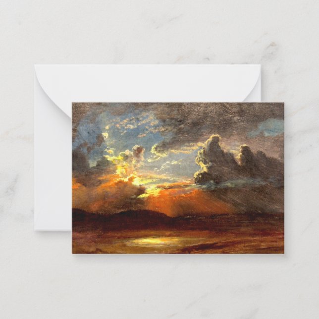 Cartão De Notas Bierstadt - Céu iluminado por Sol, bela arte paisa (Frente)