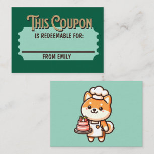Cartão De Notas Bilhete Personalizado Resgatável Presente Shiba Bo