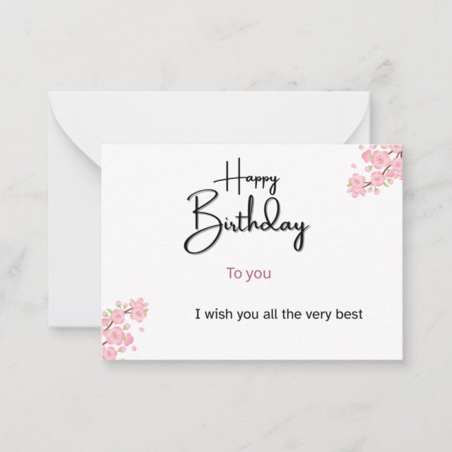 Cartão De Notas Birthday Greeting Card | Custom Text | Unique Pers (Frente)