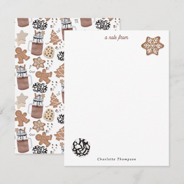 Cartão De Notas Biscoitos de Natal e Chocolate Quente Férias de Co (Frente/Verso)