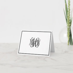 Cartão De Notas Black 3 Initial Vine Script Monogram DIY BG