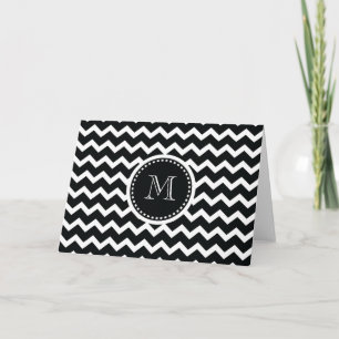 Cartão De Notas Black and White Chevron Zig Zag Retro Elegance