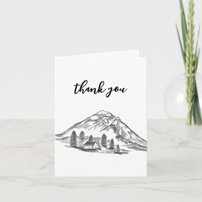 Cartão De Notas Black and white mountain note card (Frente)