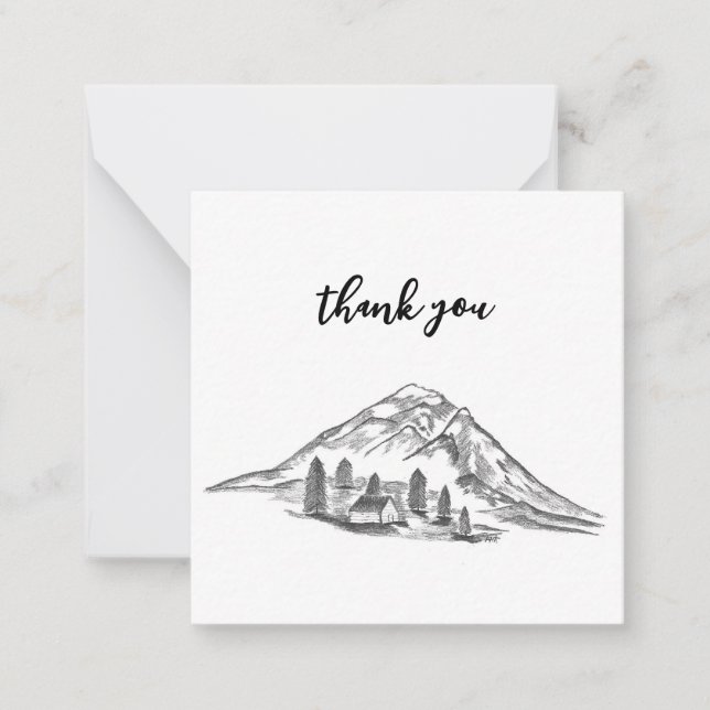 Cartão De Notas Black and white mountain note card (Frente)