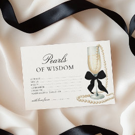 Cartão De Notas Black Bow Bridal Shower Pearls of Wisdom Game Card